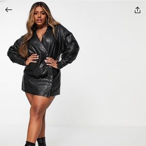 ASOS Curve Asymetric Leather Look Mini Dress